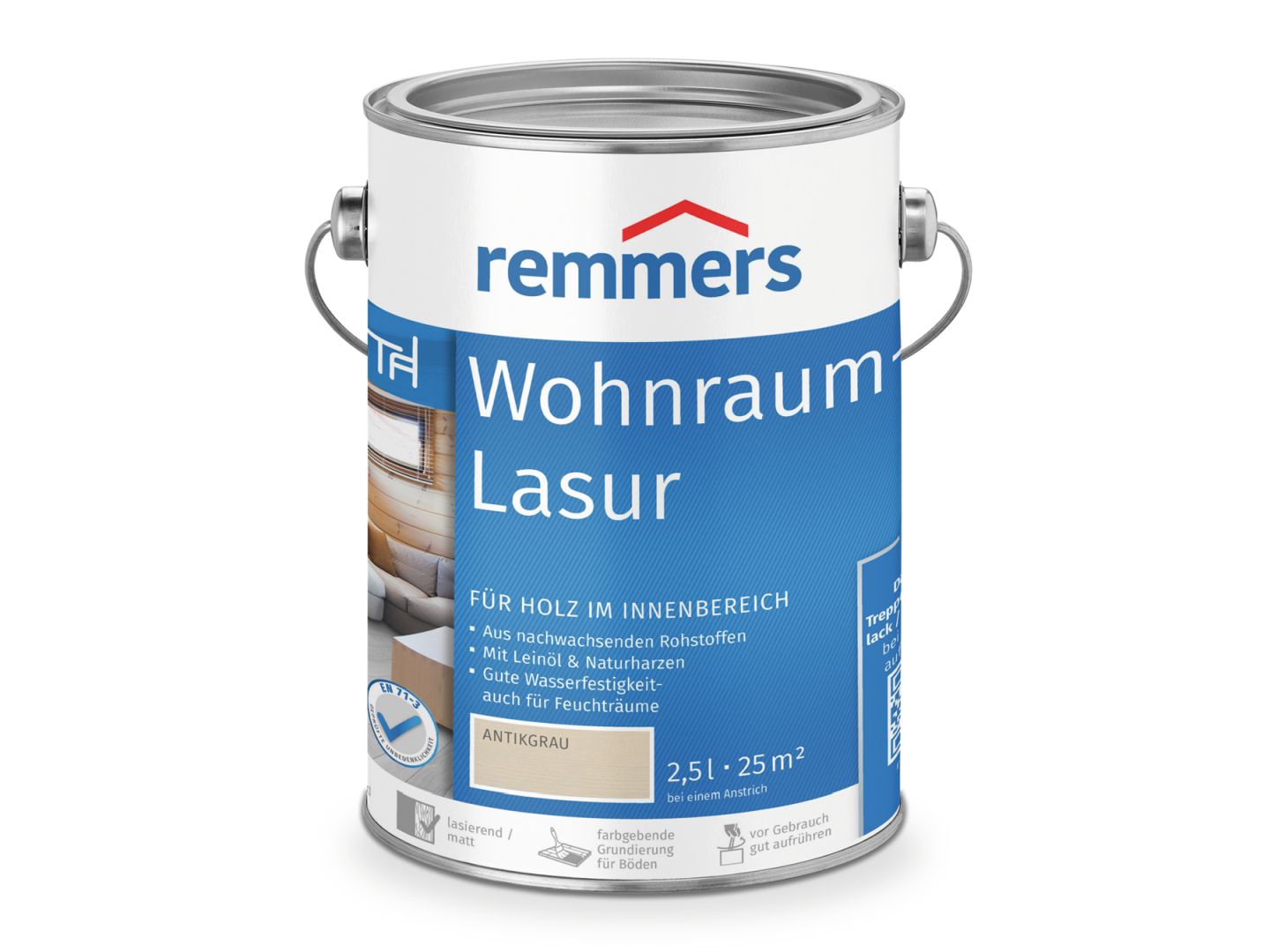 Remmers Wohnraum-Lasur, antikgrau, 2.5 l