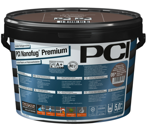 PCI Nanofug Premium, variabler Flexfugenmörtel für alle Fliesen und Natursteine, Nr. 31 zementgrau, 5 kg