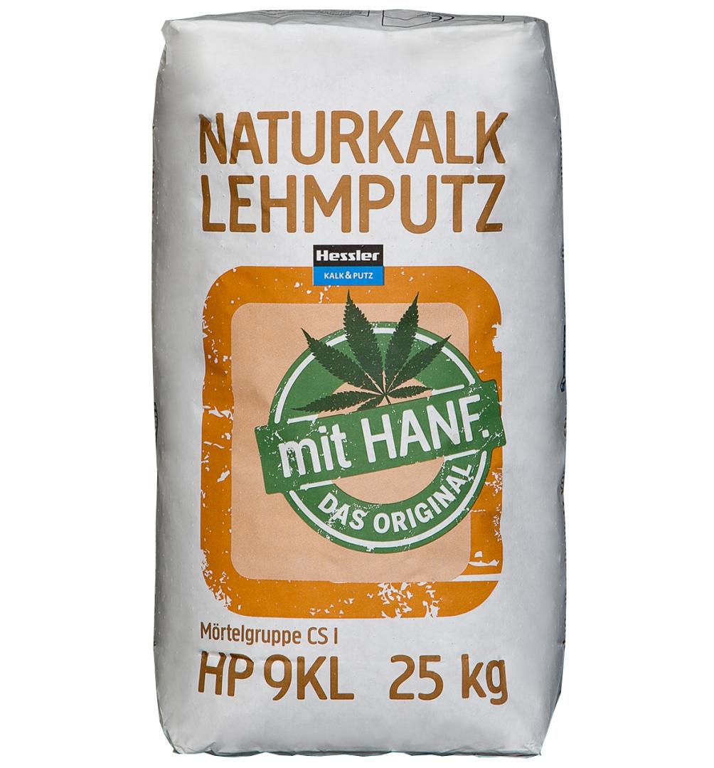 Hessler HP 9 KL, Naturkalk-Lehm-Grundputz mit Hanf, 2 mm Körnung, 42 Säcke à 25 kg auf Palette
