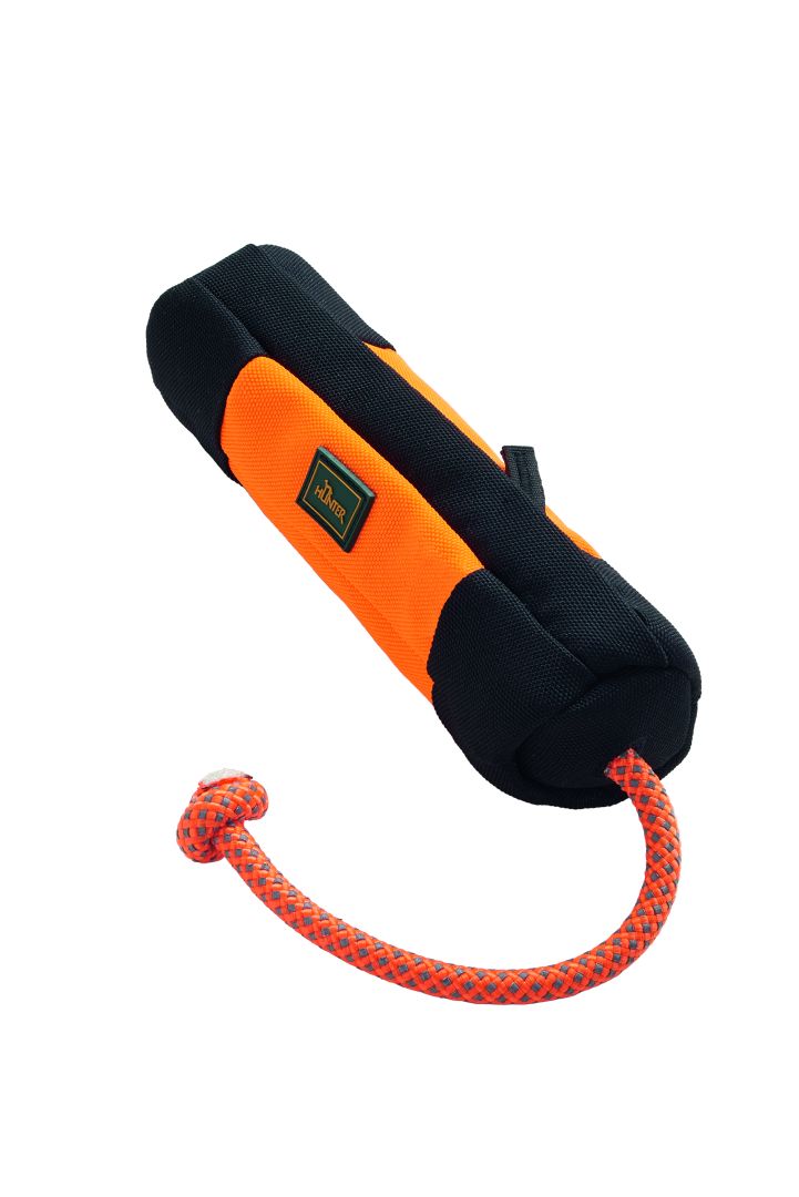 HUNTER Trainer Snack Dummy mit Seil, orange/schwarz 20 cm (34 cm Gesamtlänge)
