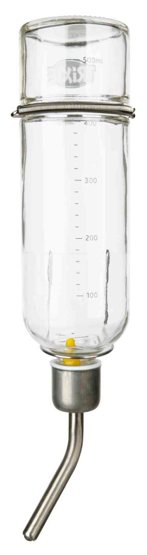 TRIXIE Tränke mit Spannfeder / Nut und Drahthalter, Glas, 500 ml