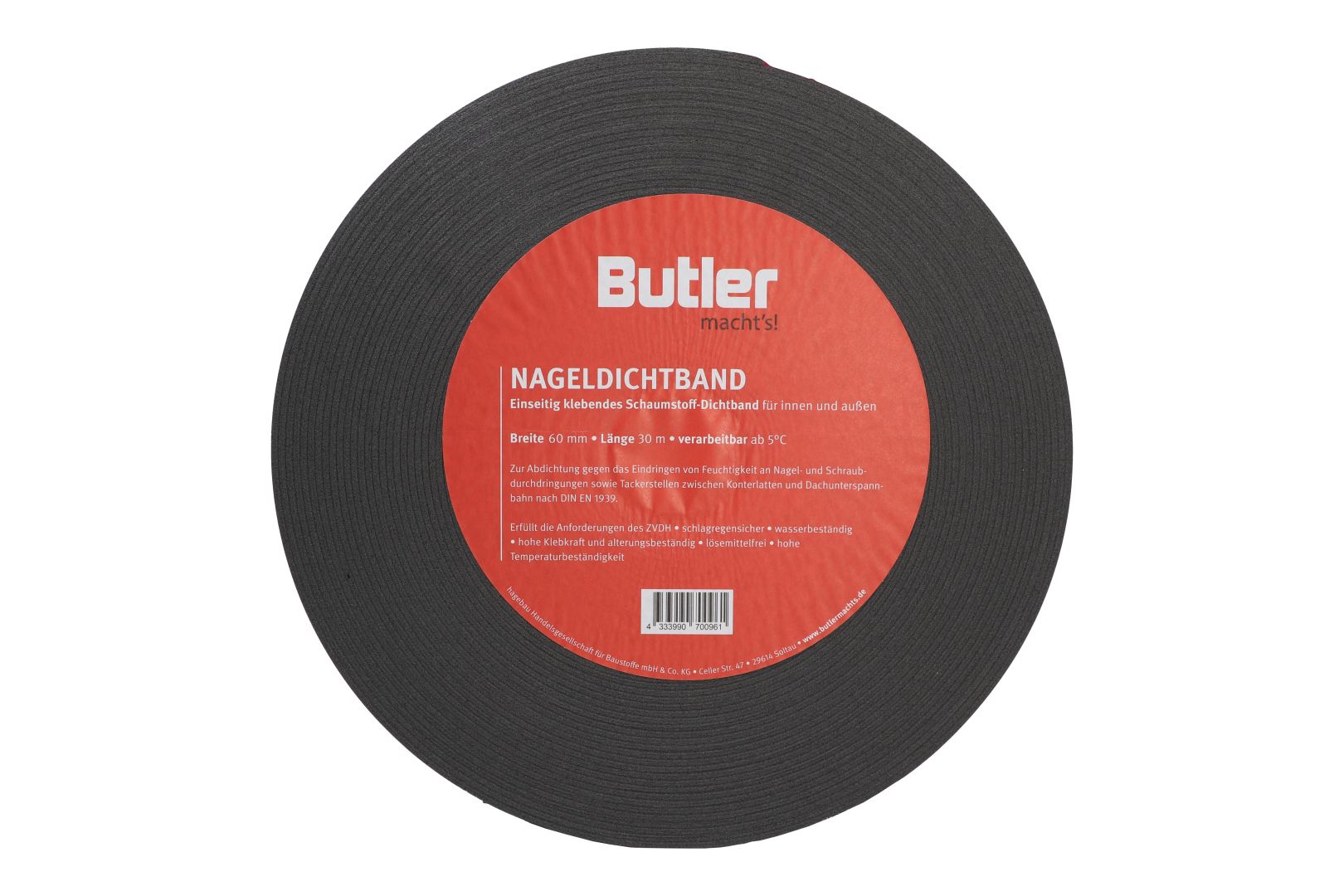 Butler macht's! Nageldichtband, einseitig selbstklebend, Rolle, 30 m x 60 mm