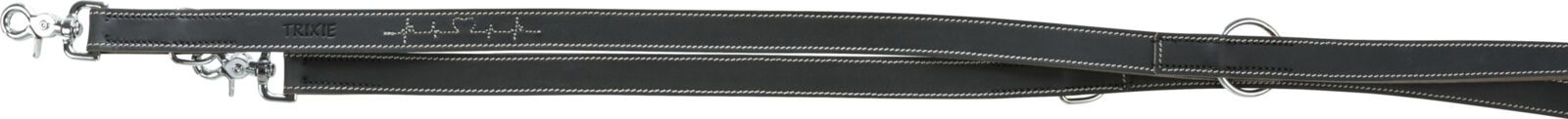 TRIXIE Rustic Fettleder-V-Leine Heartbeat, L–XL: 2,00 m / 25 mm, schwarz