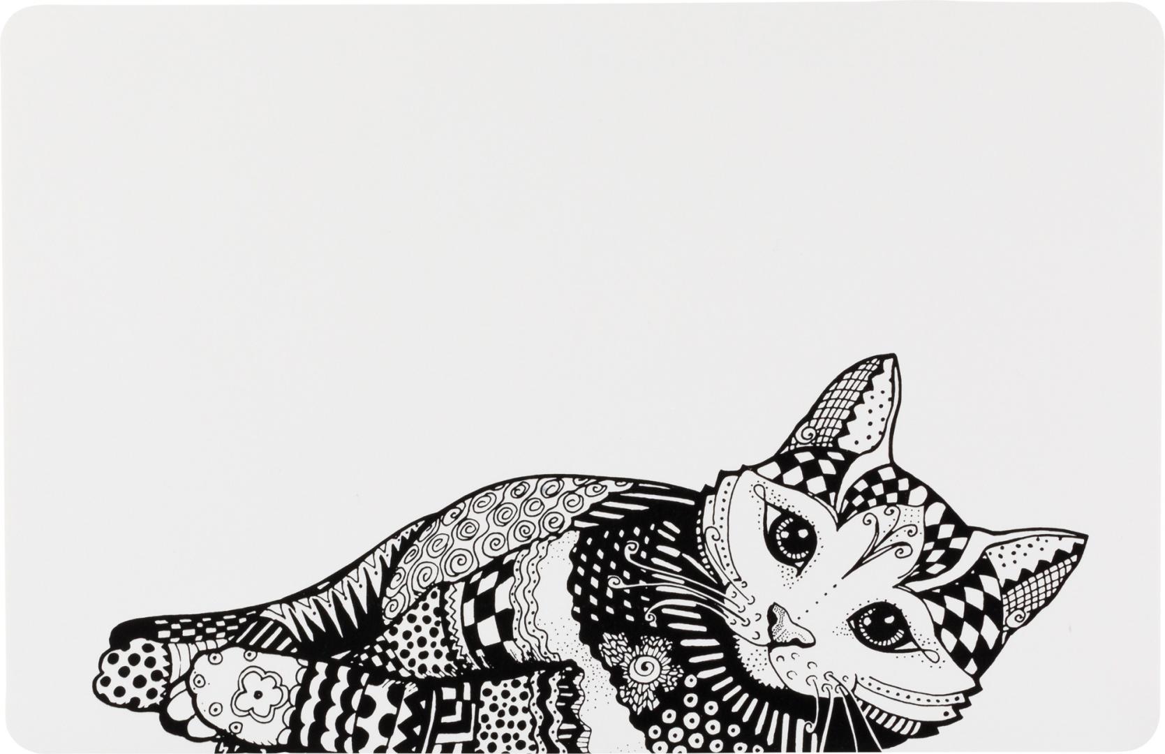 TRIXIE Napfunterlage Katze, 44 x 28 cm, weiß / schwarz