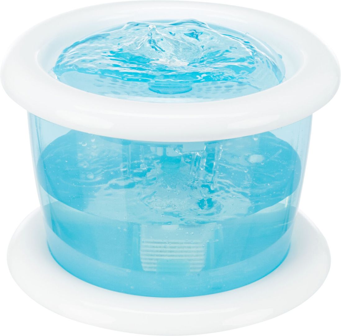 TRIXIE Trinkbrunnen Bubble Stream, Kunststoff, 3 l / Ø 25 x 16 cm, blau / weiß