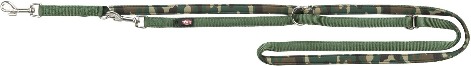 TRIXIE Premium V-Leine mit Neopren-Polsterung, XS: 2,00 m / 10 mm, Camouflage / waldgrün