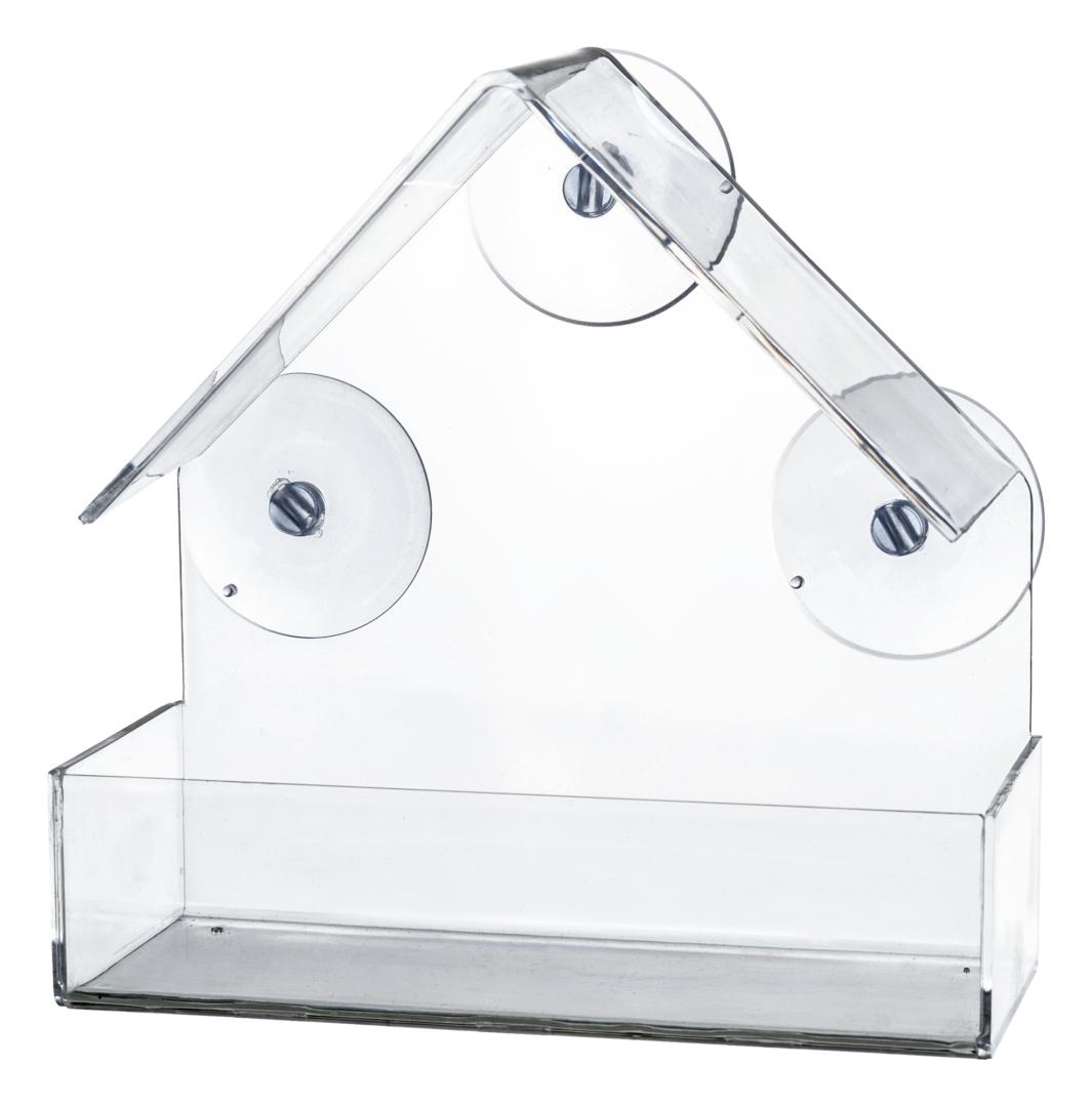 TRIXIE Futterhaus für Fensterscheibe, Kunststoff, 225 ml / 15 x 15 x 6 cm, transparent