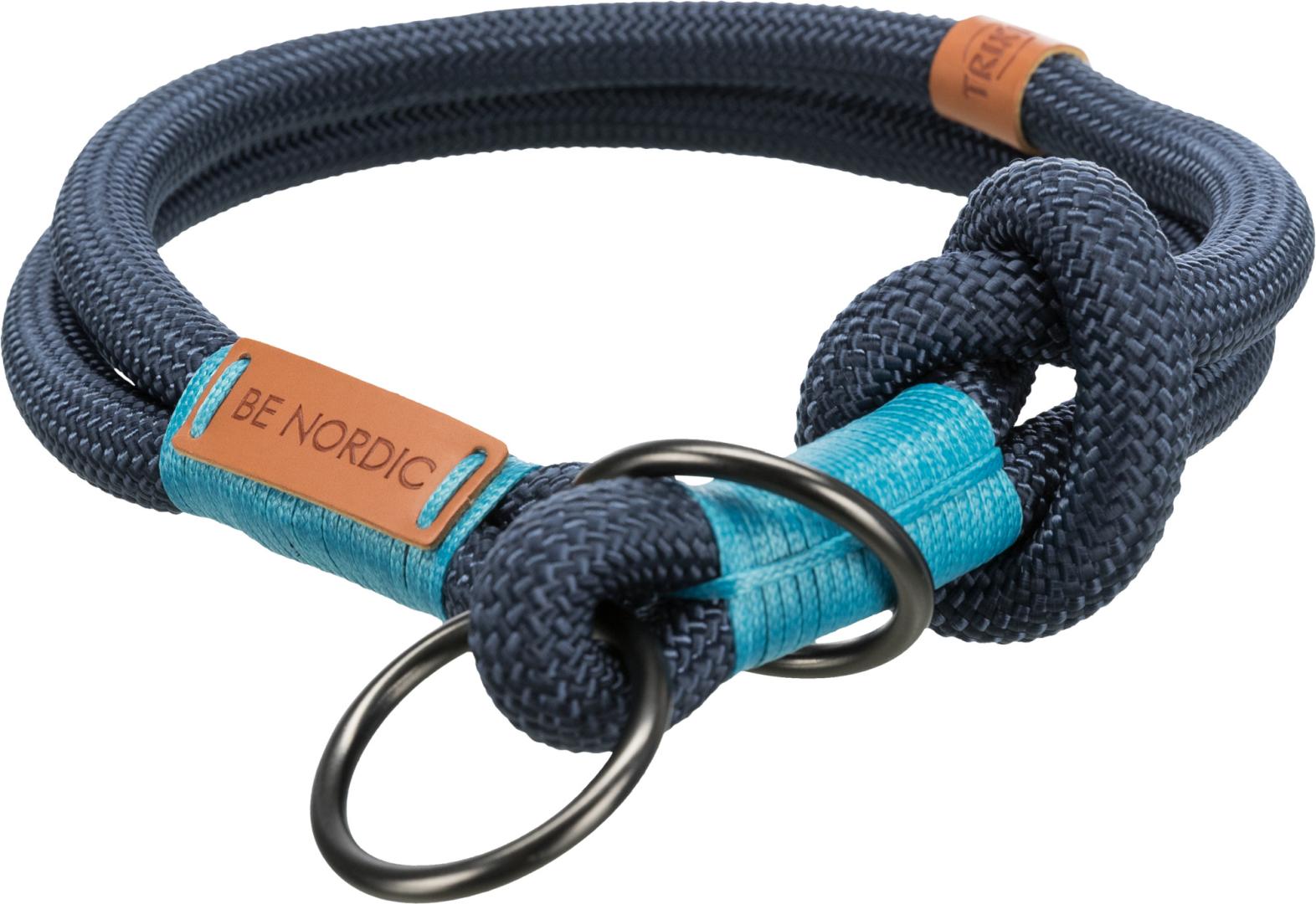 TRIXIE BE NORDIC Zug-Stopp-Halsband, S–M: 40 cm / Ø 8 mm, dunkelblau / hellblau