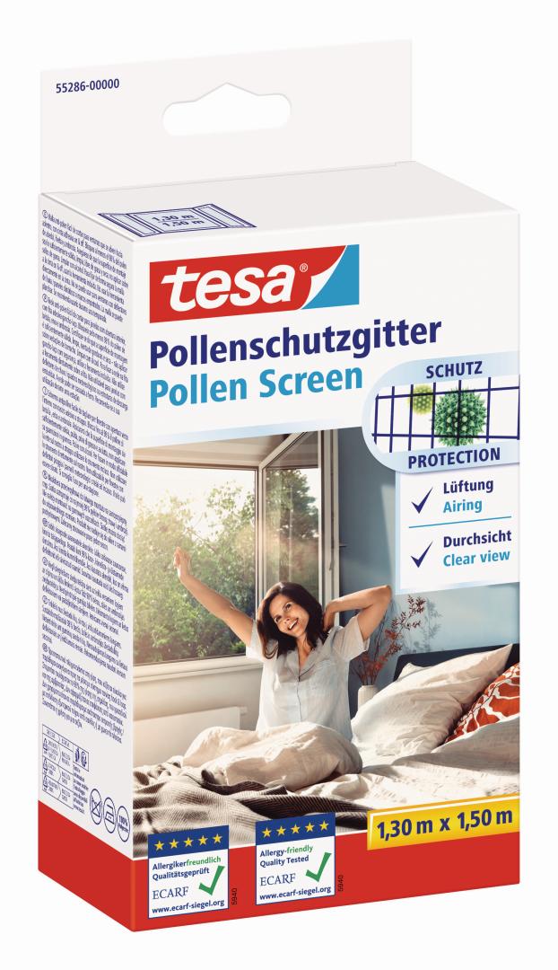 tesa Pollenschutzgitter für Fenster, anthrazit, 1,3 x 1,5 m