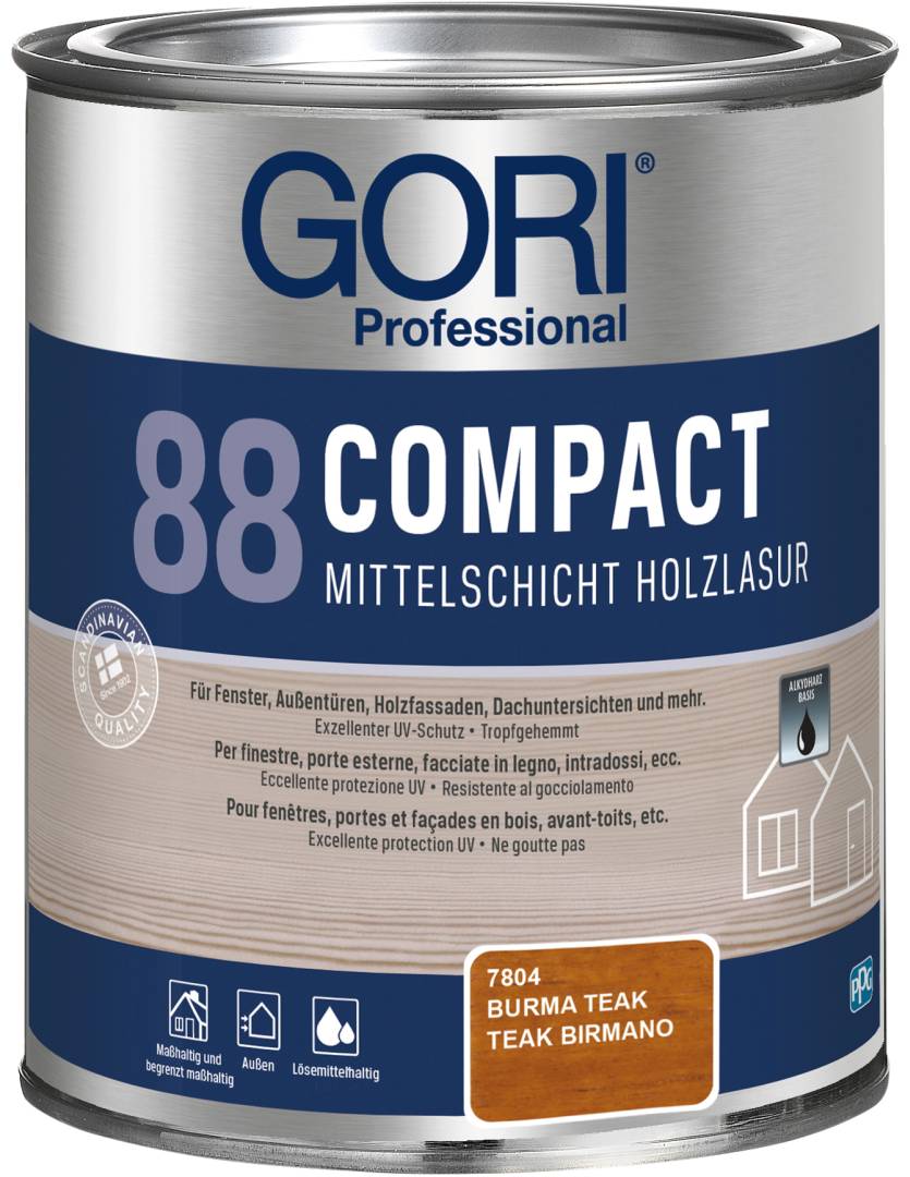 GORI Professional 88 COMPACT, Mittelschicht-Holzlasur, burma teak, 0,75 l