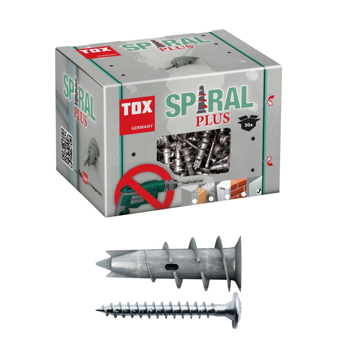 TOX Gipskartondübel Spiral Plus 37-2 + Schraube, 50 Stück