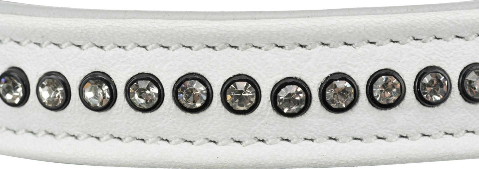 TRIXIE Active Comfort Halsband mit Strass, Leder, XXS–XS: 17–21 cm / 12 mm, weiß