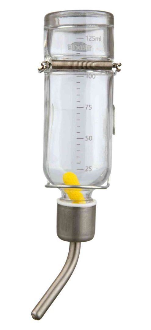 TRIXIE Tränke mit Spannfeder / Nut und Drahthalter, Glas, 125 ml