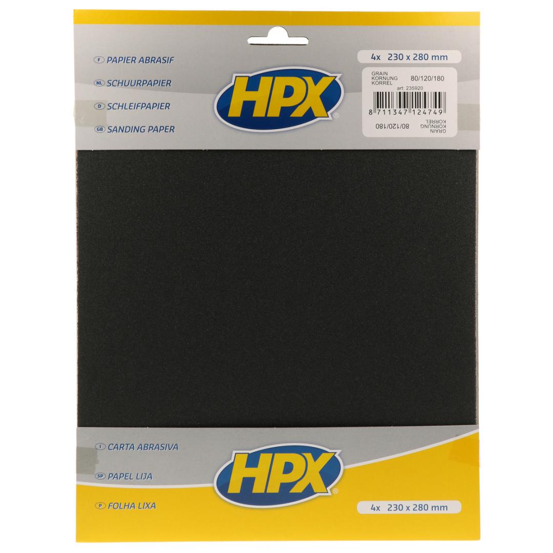 HPX Schleifpapier Körnung 80/120/180, 4 Stück