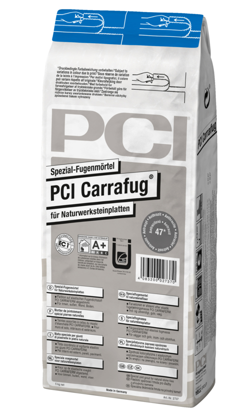 PCI Carrafug, Spezial-Fugenmörtel für Naturwerksteinplatten, Nr. 26 perlgrau, 5 kg