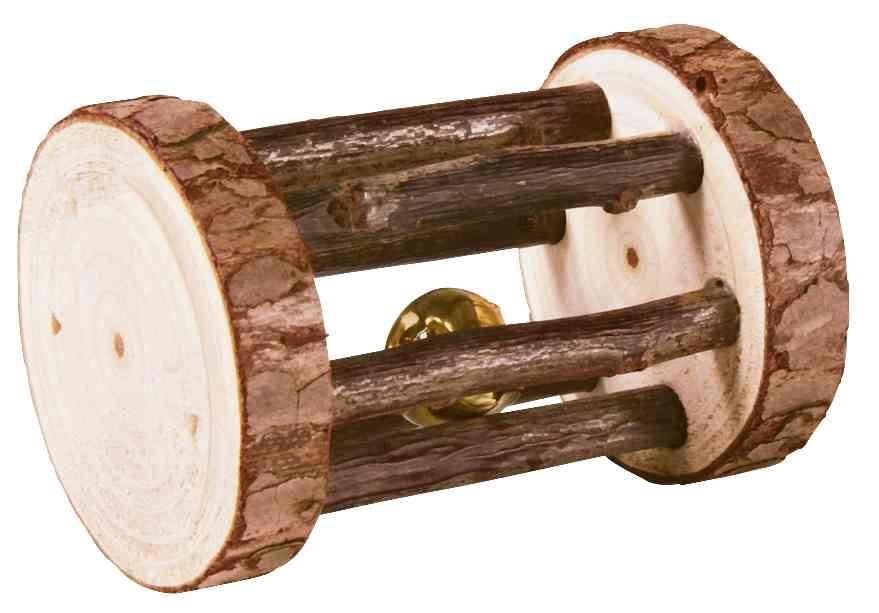 TRIXIE Spielrolle mit Schelle, Rindenholz, Ø 5 x 7 cm