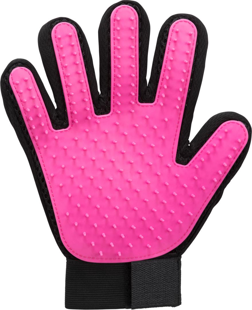 TRIXIE Fellpflege-Handschuh, Mesh-Material / TPR, 16 x 24 cm, pink / schwarz