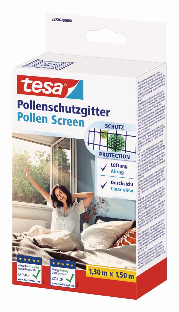 tesa Pollenschutzgitter für Fenster, anthrazit, 1,3 x 1,5 m