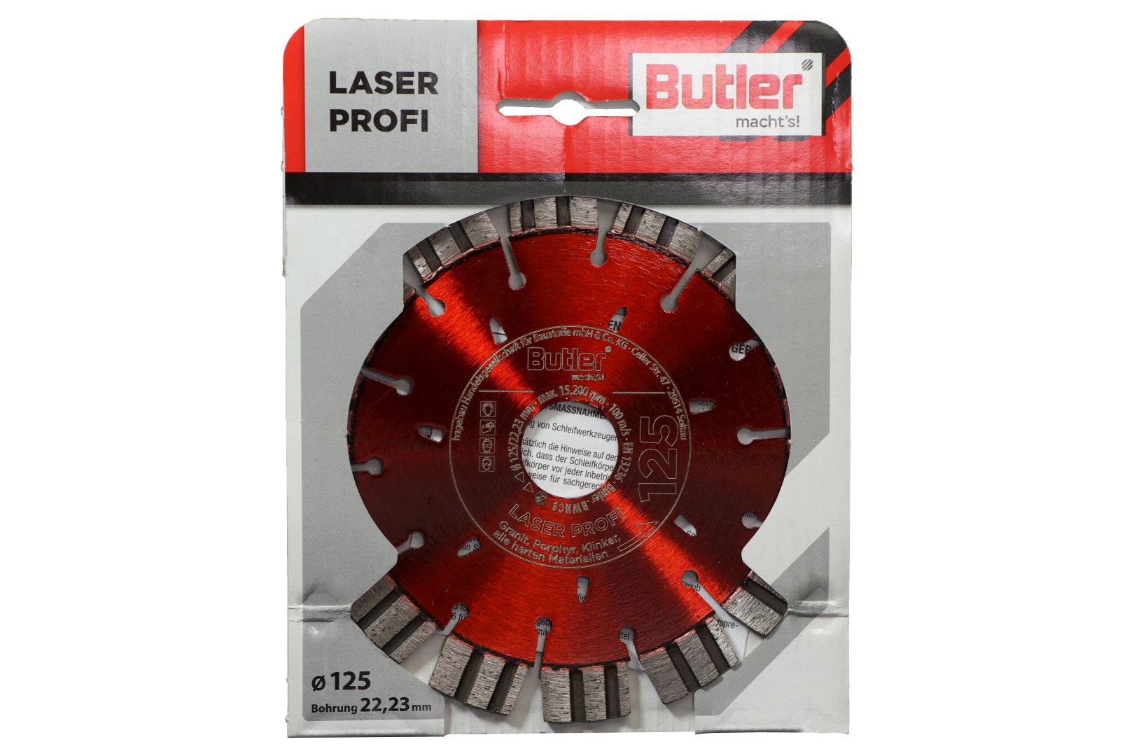 Butler macht's! Diamant-Trennscheibe Laser Profi, Bohrung: 22,23 mm, Ø 125 mm