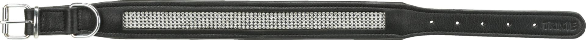 TRIXIE Active Comfort Halsband mit Strass, Leder, M: 38–48 cm / 35 mm, schwarz