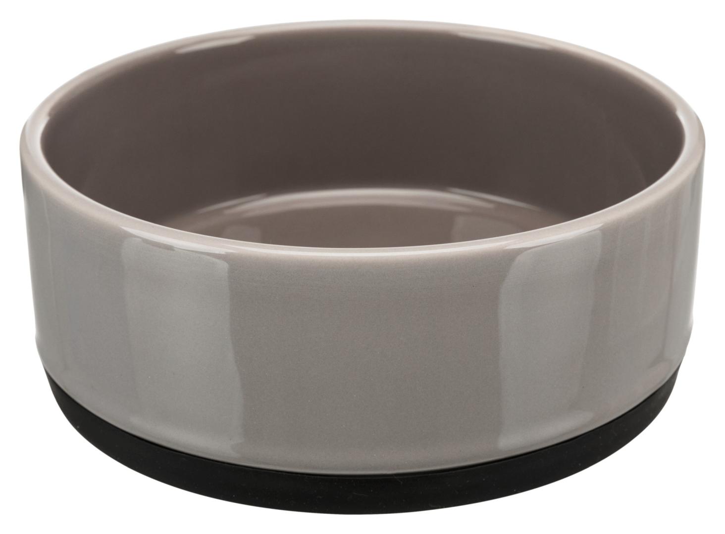 TRIXIE Napf, Keramik / Gummirand, 0,75 l / Ø 16 cm, grau