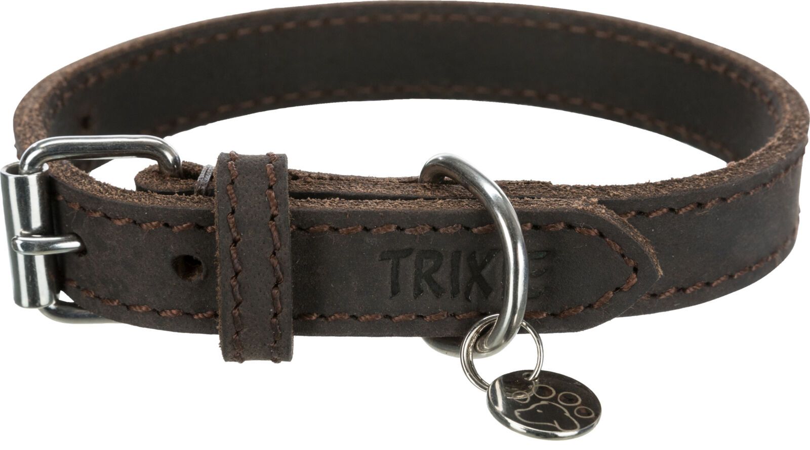 TRIXIE Rustic Fettleder-Halsband, XS–S: 27–34 cm / 18 mm, dunkelbraun