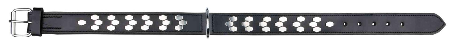 TRIXIE Active Halsband mit Applikationen, Leder, L–XL: 55–65 cm / 40 mm, schwarz