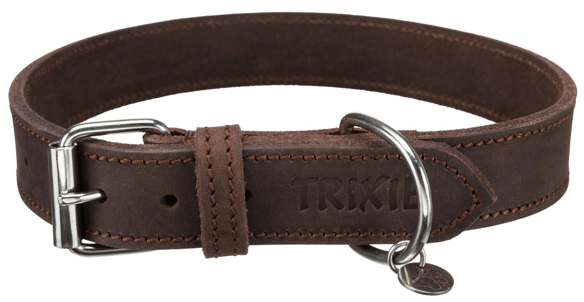 TRIXIE Rustic Fettleder-Halsband, L: 48–56 cm / 30 mm, dunkelbraun