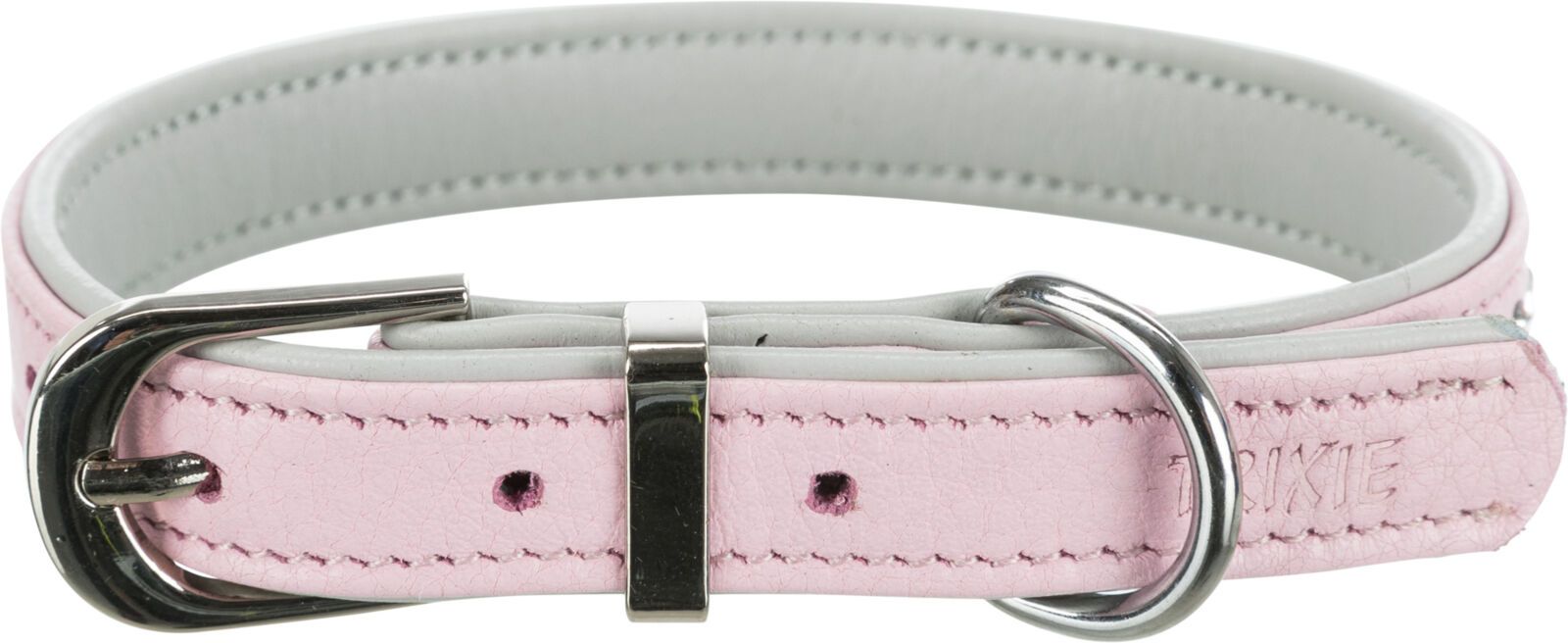 TRIXIE Active Comfort Halsband mit Strass, Leder, S–M: 27–33 cm / 15 mm, rosa
