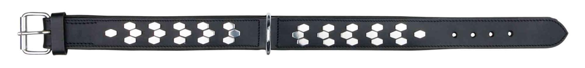 TRIXIE Active Halsband mit Applikationen, Leder, L: 45–55 cm / 40 mm, schwarz