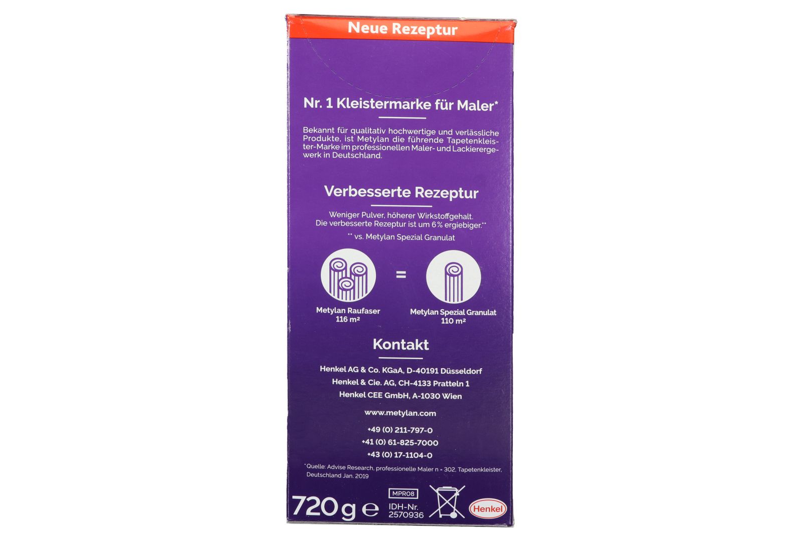 Metylan Raufaser, Kleister für Raufaser- und Raufaservliestapeten, 720 g