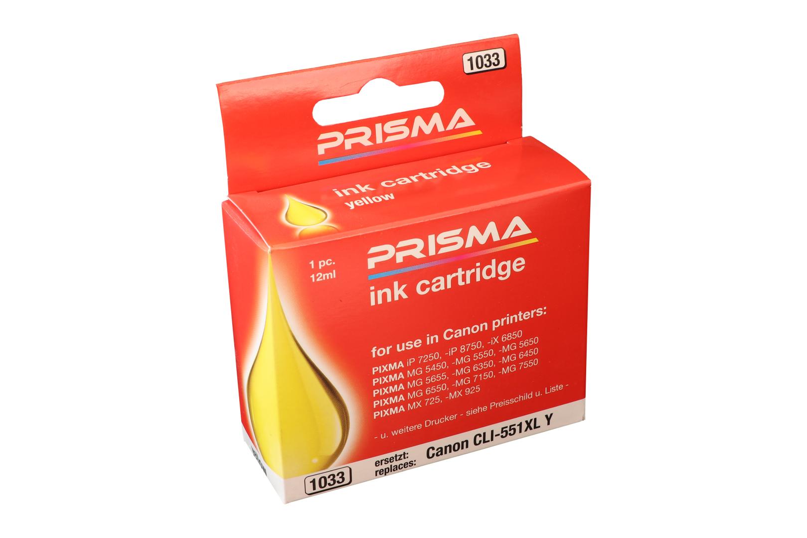 PRISMA 1033 Druckerpatrone für Canon Tintenstrahldrucker, yellow, 12 ml