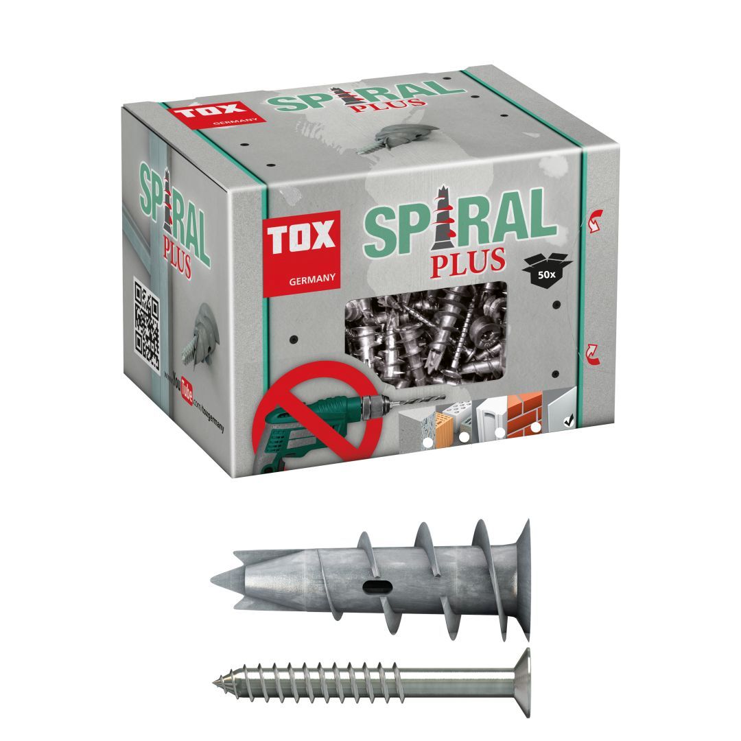 TOX Gipskartondübel Spiral Plus 37-4 + Schraube, 50 Stück