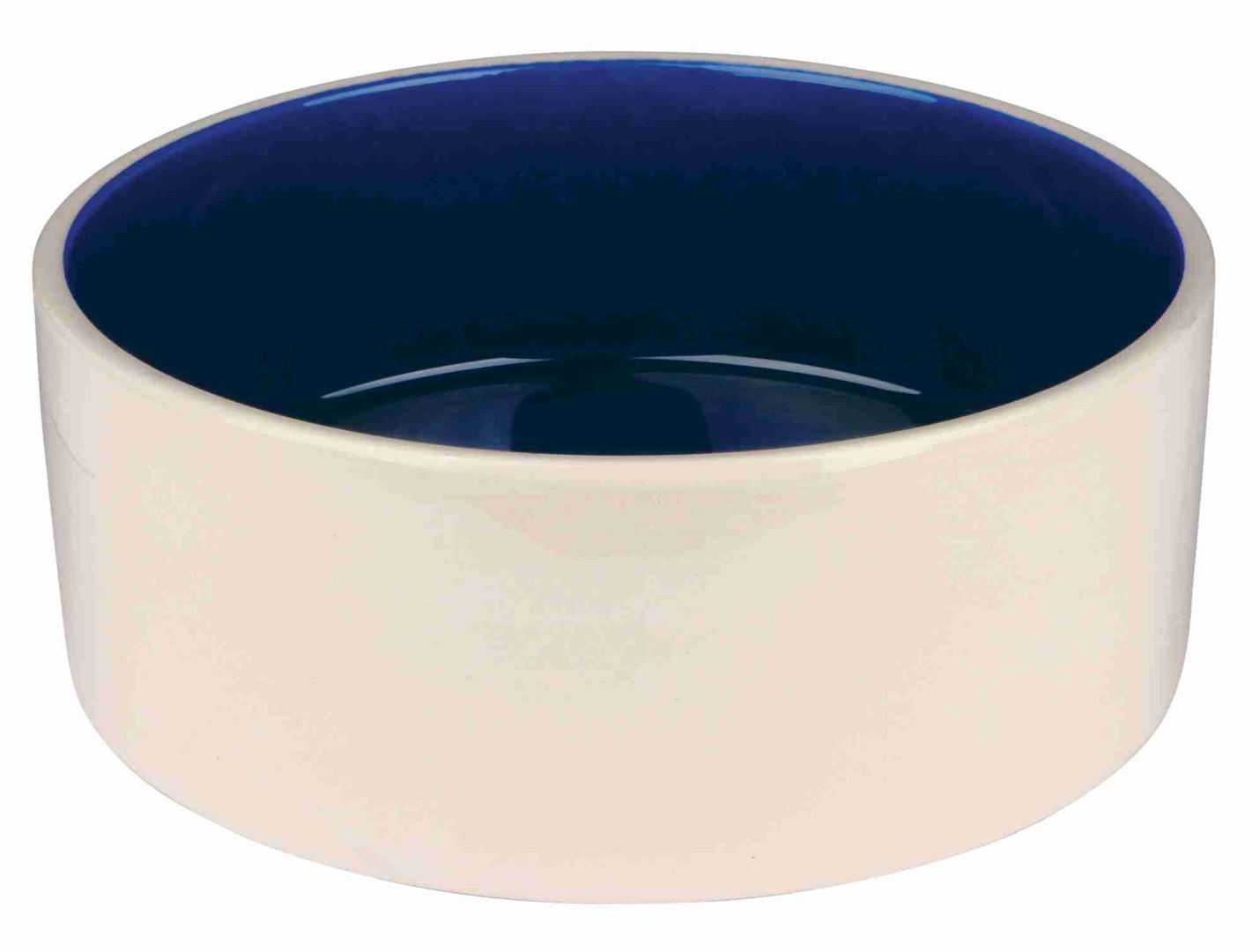 TRIXIE Napf, Keramik, 2,3 l / Ø 22 cm, creme / blau