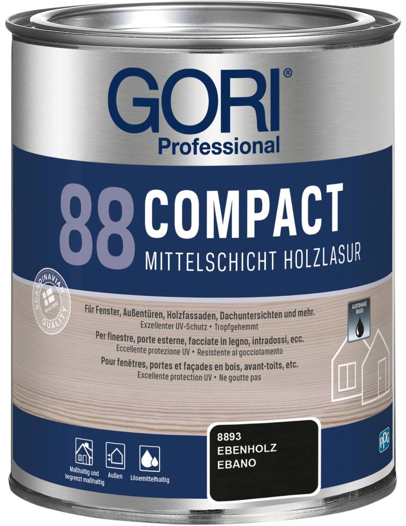 GORI Professional 88 COMPACT, Mittelschicht-Holzlasur, ebenholz, 0,75 l