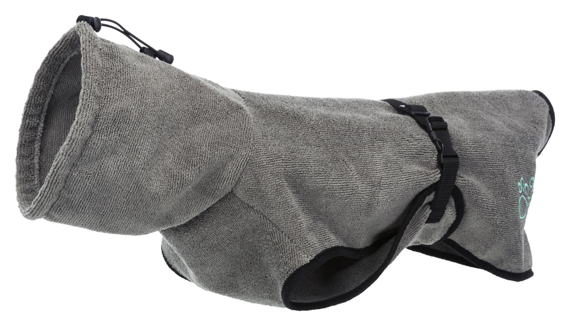 TRIXIE Bademantel für Hunde, Frottee, M: 50 cm, grau
