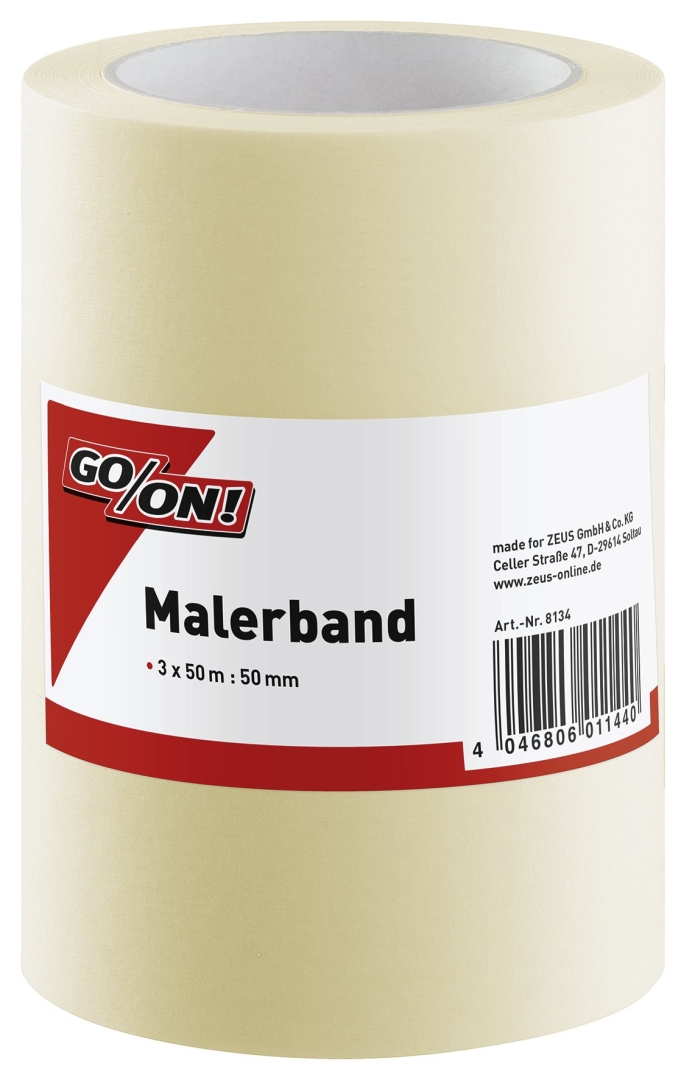 GO/ON Malerband 50 m x 50 mm, 3er-Pack