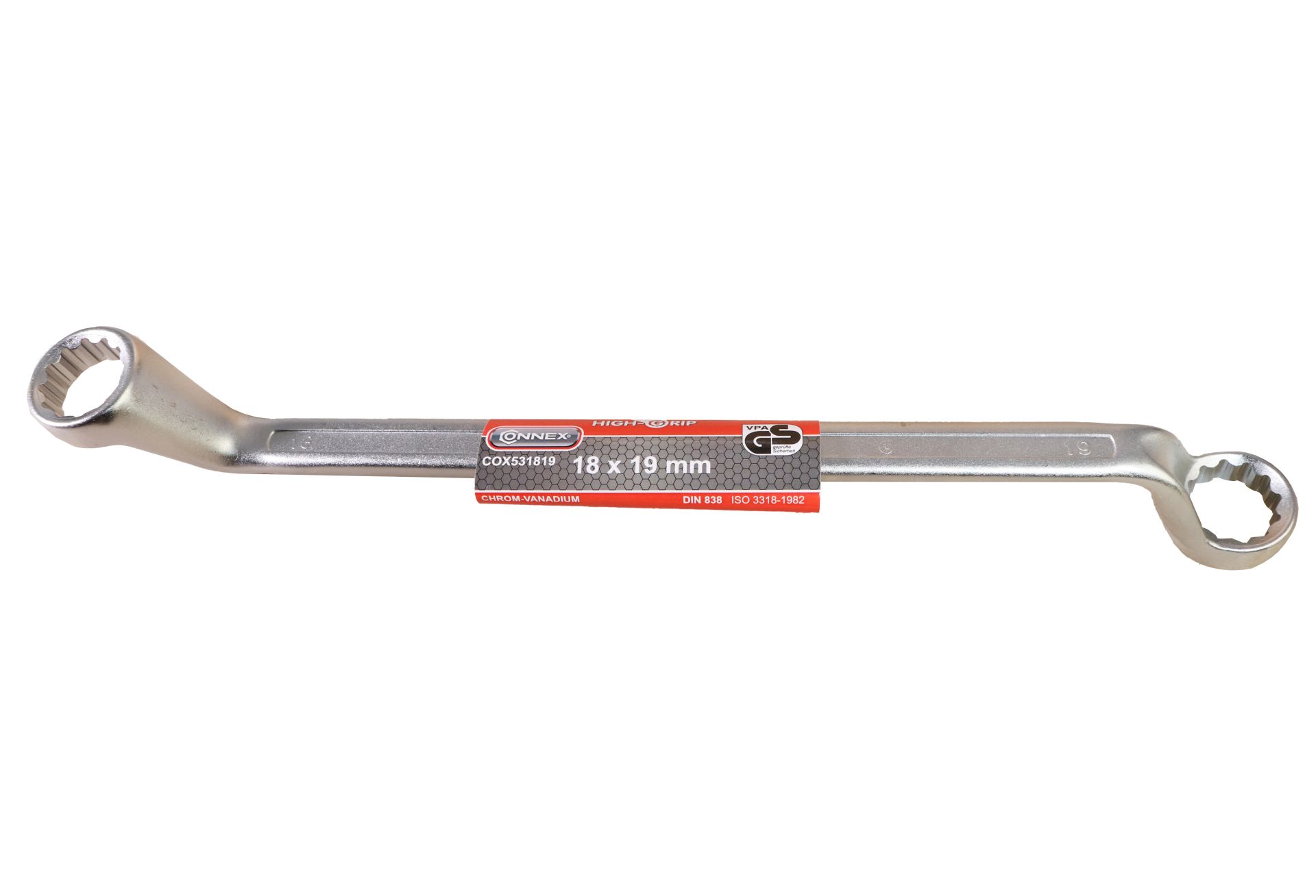 Ringschlüssel gekröpft 18 x 19 mm Chrom-Vanadium-Stahl 