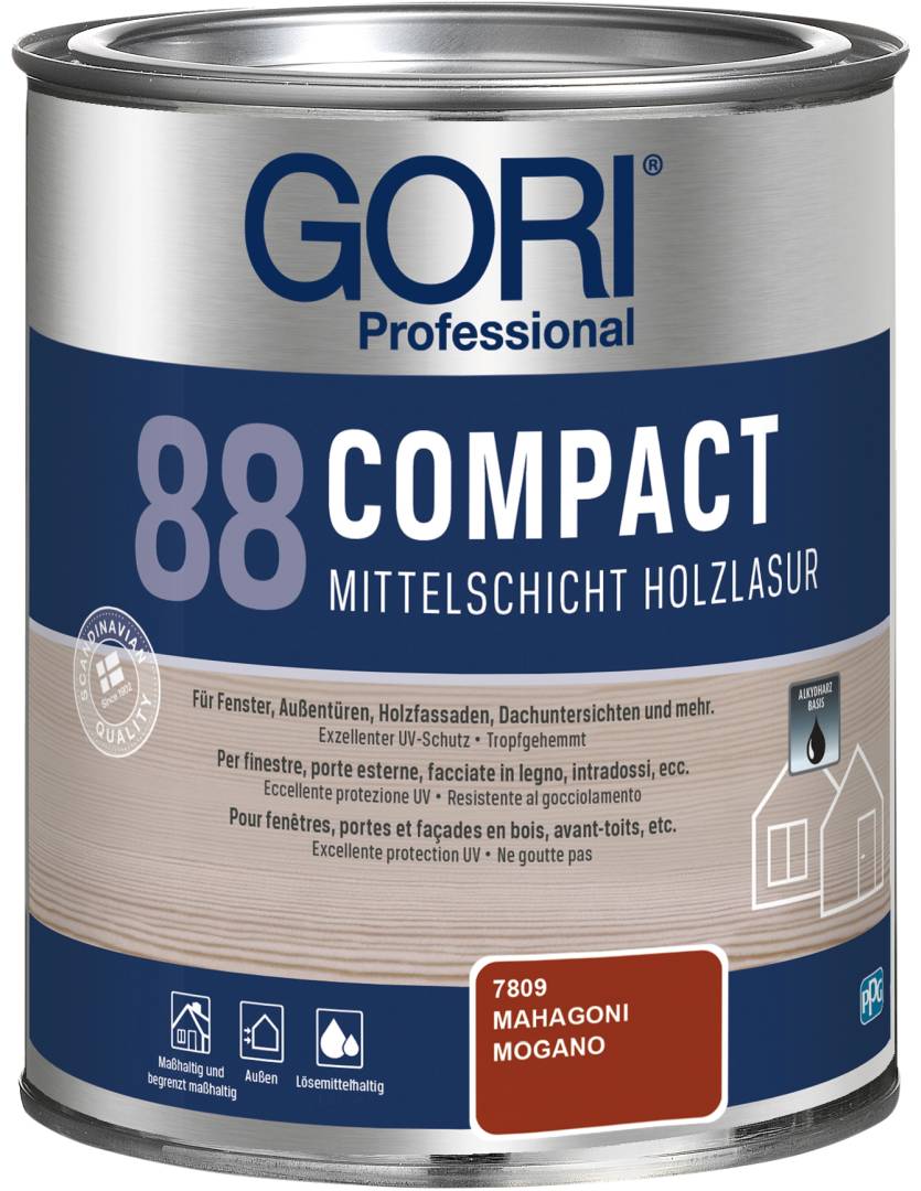 GORI Professional 88 COMPACT, Mittelschicht-Holzlasur, mahagoni, 0,75 l