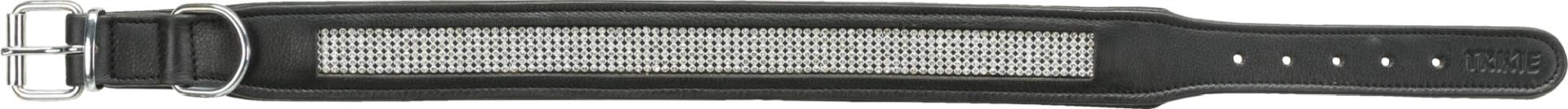 TRIXIE Active Comfort Halsband mit Strass, Leder, L: 50–58 cm / 40 mm, schwarz