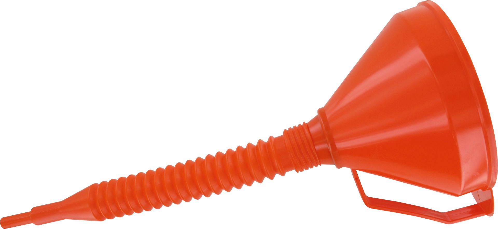 TRIUSO Trichter, mit Sieb und flexiblem Schlauch, orange, Länge Flexauslauf 320 mm, Ø 160 mm