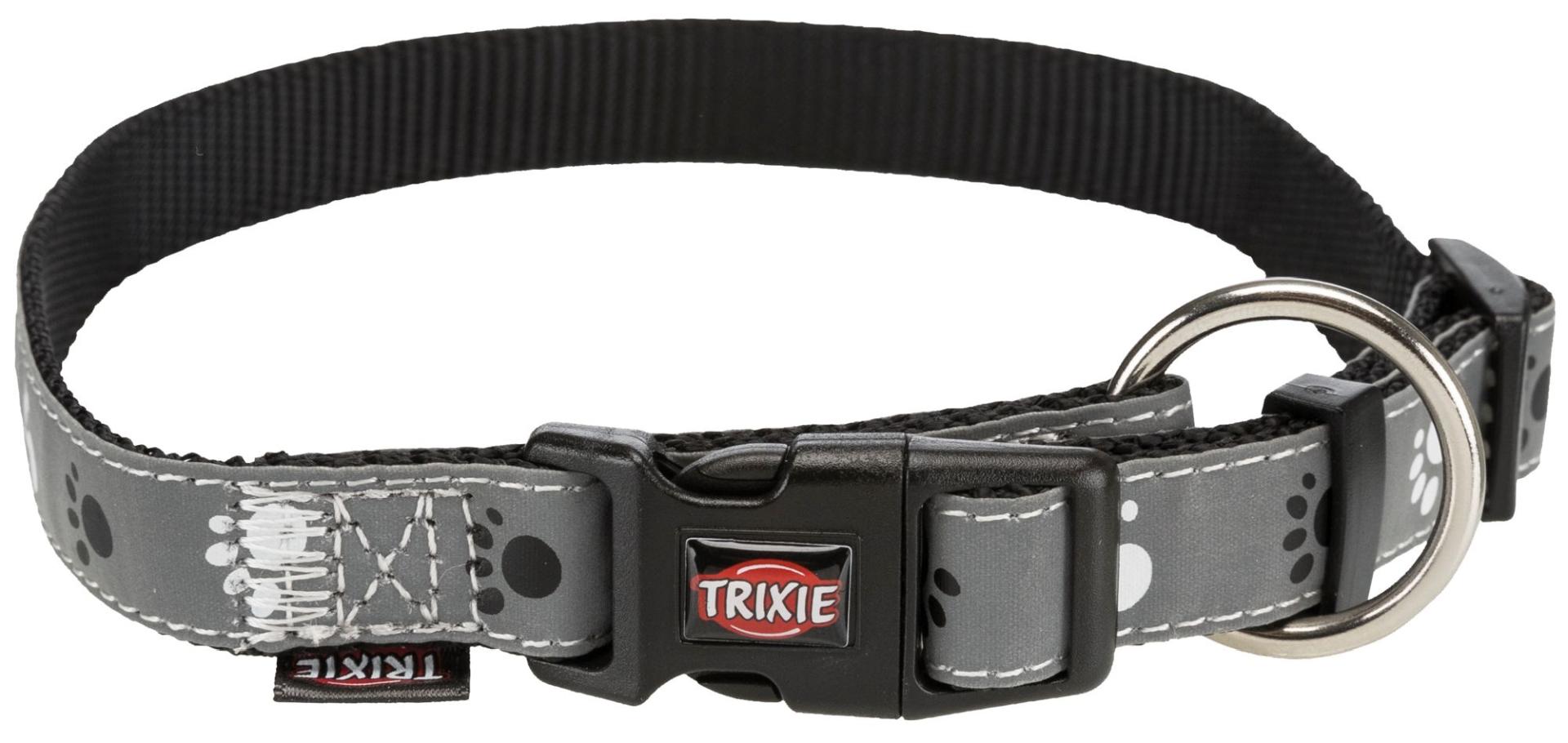 TRIXIE Silver Reflect Halsband, S–M: 30–45 cm / 15 mm, schwarz / silbergrau